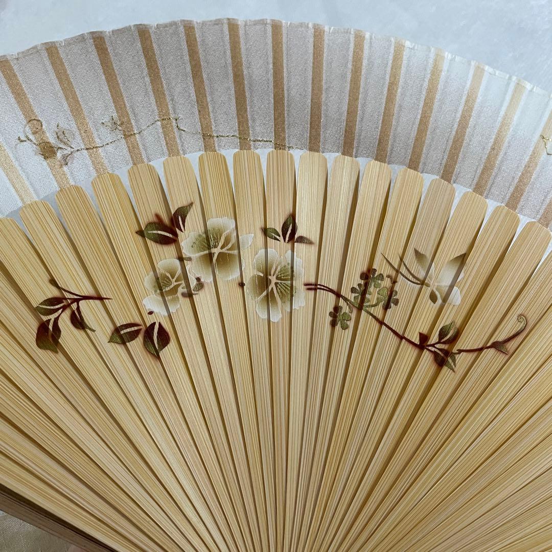 未使用　新京清堂　扇子　花ペンテ　収納袋・木箱付き