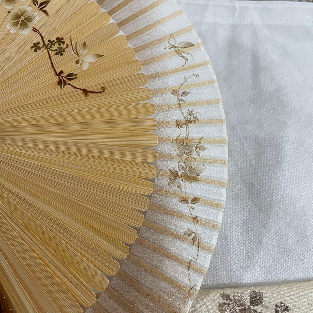 未使用　新京清堂　扇子　花ペンテ　収納袋・木箱付き