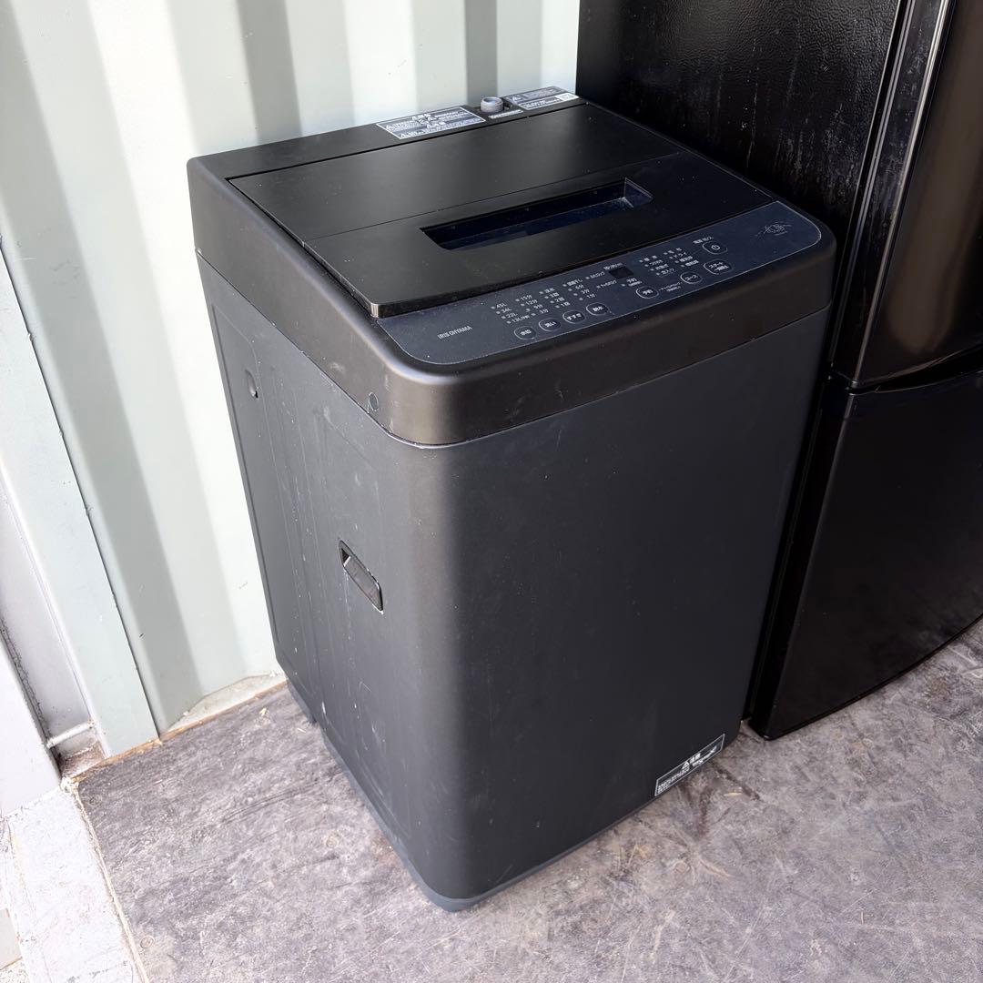 運搬取付無料！ブラック純正IRIS冷蔵庫洗濯機・レンジ掃除機＋炊飯器5点セット！