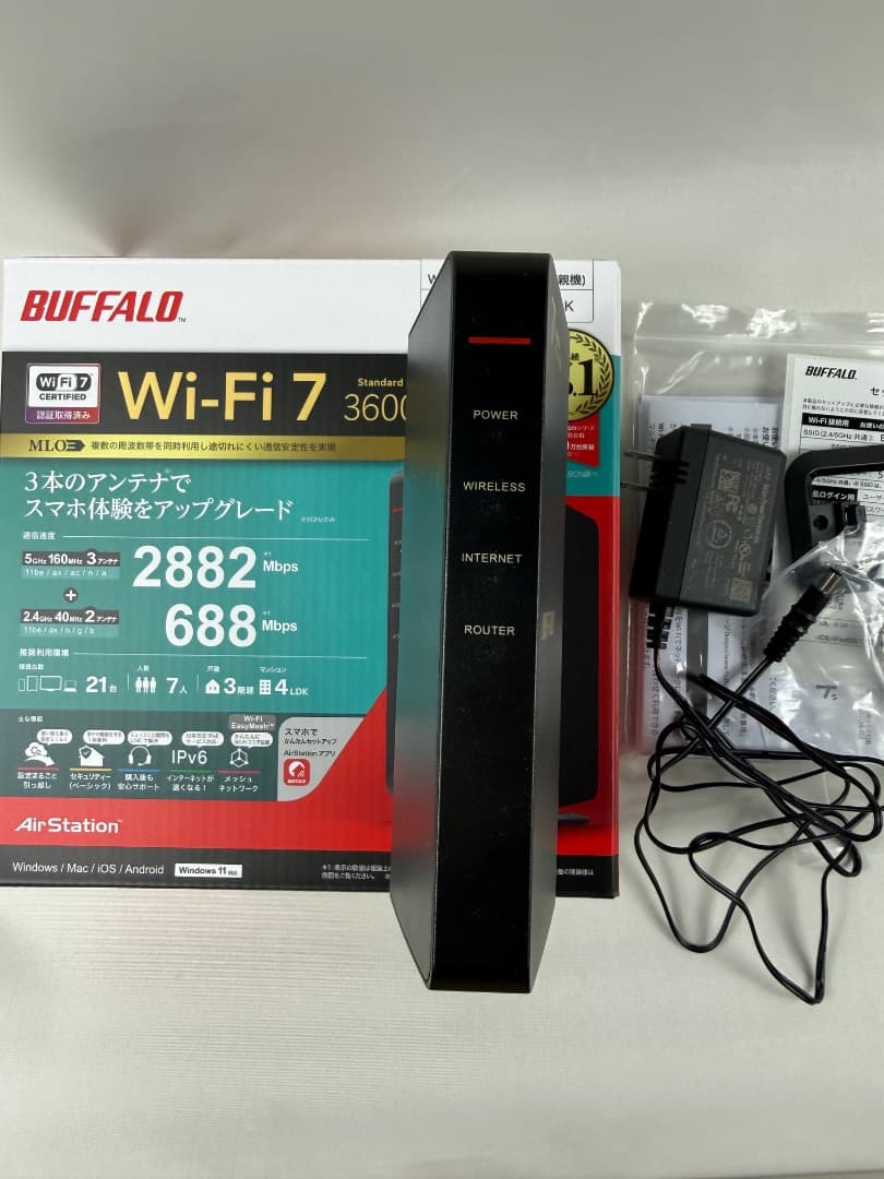 BUFFALO Wi-Fi7 無線 LANルーター WSR3600BE4P-BK