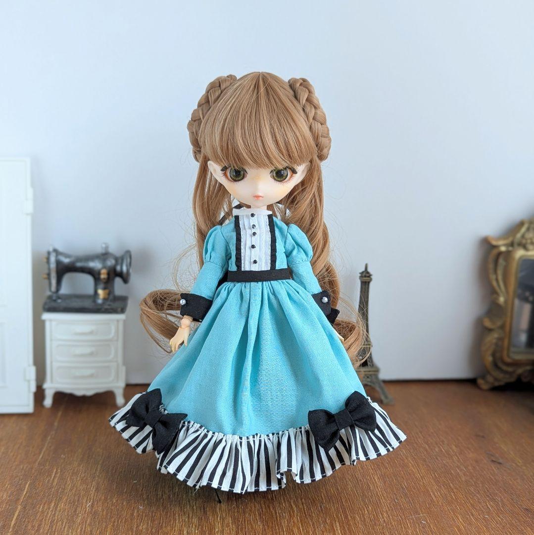 1170※ハルモニアブルーム ※ミントブルーのロングドレスとボンネット