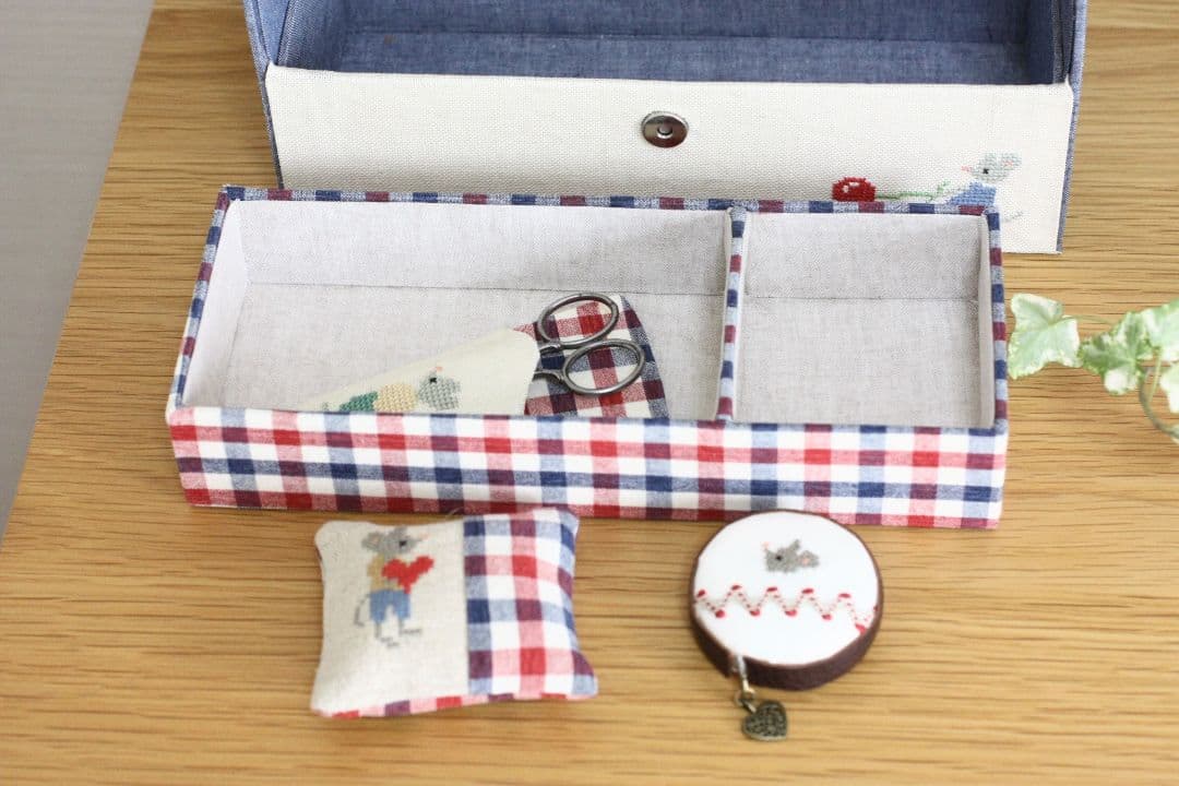 カルトナージュ完成品　ツールボックス／裁縫箱ソーイングボックス