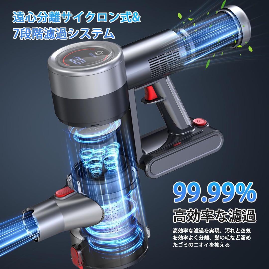掃除機 コードレス105Kpa超強力吸引　軽量設計次世代LED液晶ディスプレイ