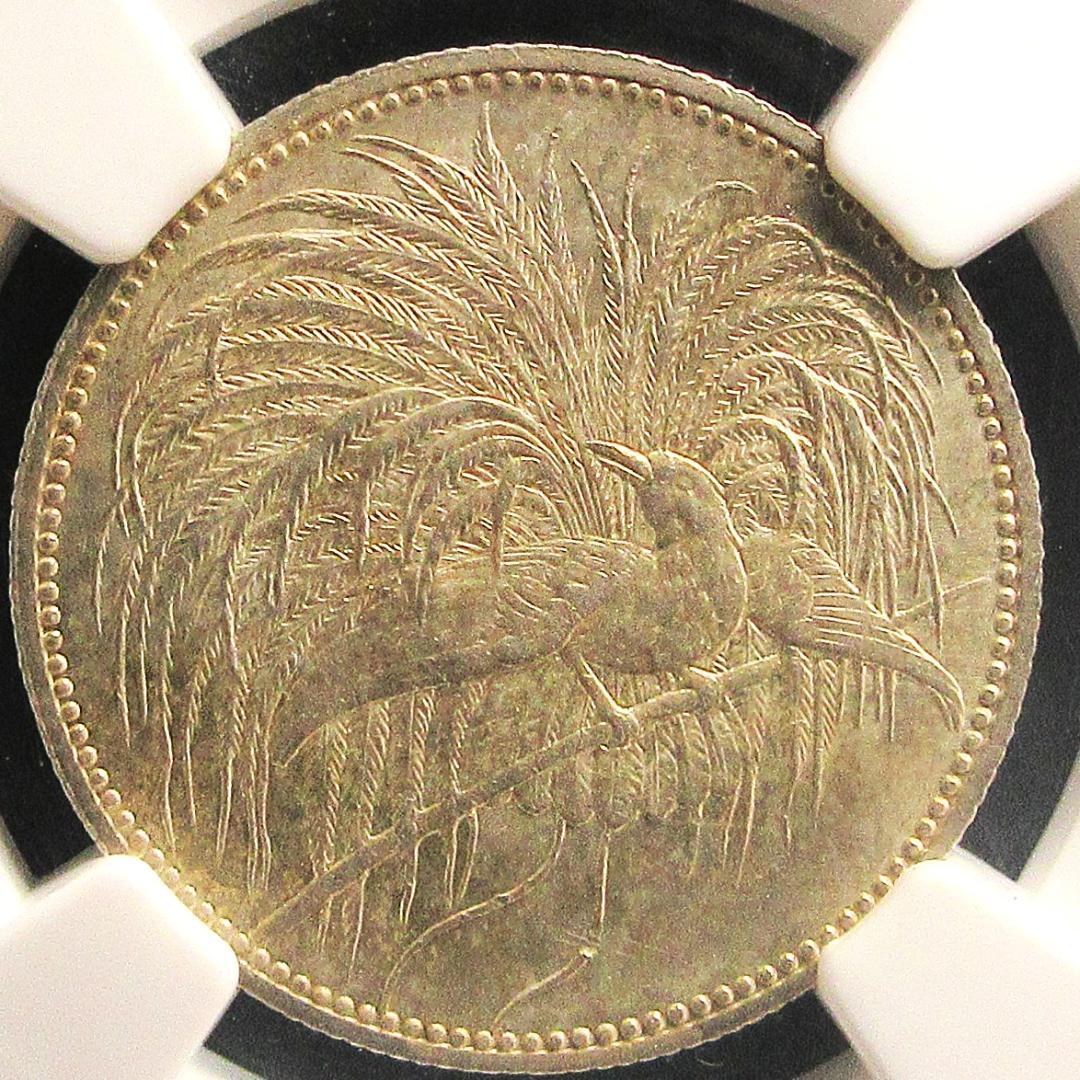 1894 ニューギニア 1マルク 銀貨 極楽鳥 NGC アンティーク 