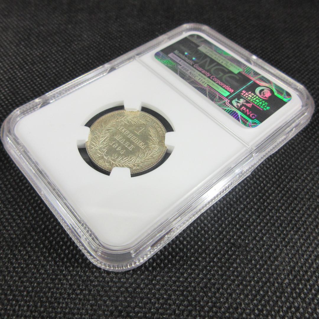 1894 ニューギニア 1マルク 銀貨 極楽鳥 NGC アンティーク 