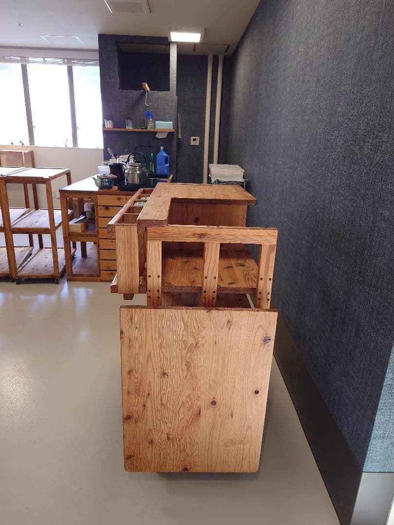 木製移動式ストレージカート